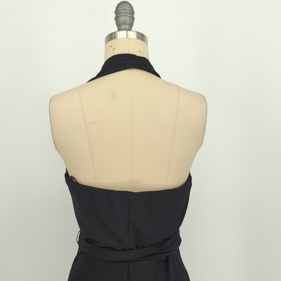 00127 WHBM Halter Wrap Maxi Dress Black size 4 classic party minimalist preppy - Picture 4 of 8